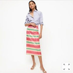NWT J. Crew Watermelon Sequin Midi Skirt